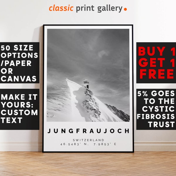 Jungfraujoch Poster Black and White Print, Jungfraujoch Wall Art, Jungfraujoch Travel Poster, Jungfraujoch Photo Print,Switzerland,6034