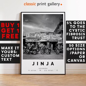 Jinja Print,Jinja Wall Art,Jinja Black and White Poster,Personalized Birthday Travel Gift Present Photography Artwork Uganda 13725a