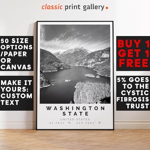 Washington State Print Black and White Photo, Washington Wall Art, Washington Travel Poster, Washington Photo Print, Mountain Wall Art, 3883