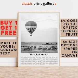 Masai Mara Print, Masai Mara Wall Art, Masai Mara Black and White Poster, Personalized Birthday Travel Gift Present Photography Kenya 11968a