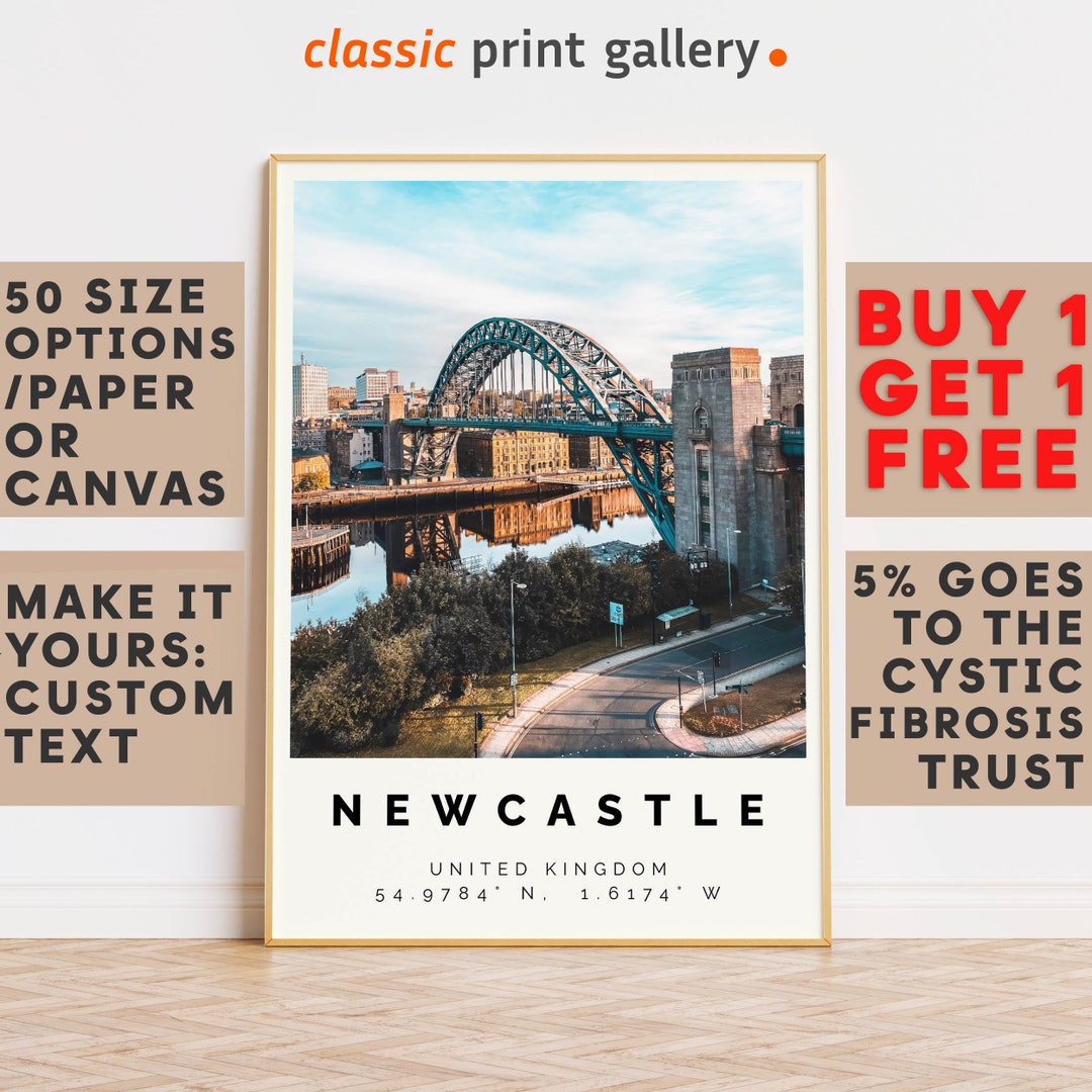 Newcastle Poster Colorful Print Newcastle Wall Art Newcastle Etsy.de