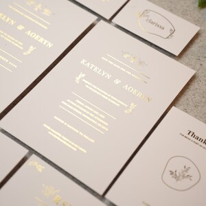 Vintage Charm Copper Foil Wedding Invite Invitation Cards, Wedding Invitations with minimalist design, invitation uniqUe W17 image 3