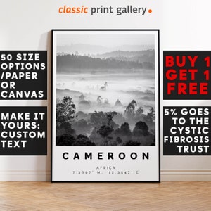Cameroon Poster Black and White Print, Cameroon Wall Art, Cameroon Photo Print, Cameroon Gift Travel Decor,Africa,6229