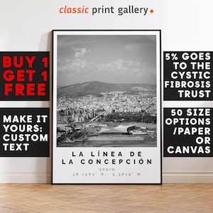 La Línea de la Concepción Print Wall Art Black and White Poster,Personalized Birthday Travel Gift Present Photography Artwork Spain 12781a