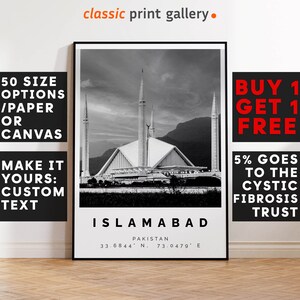 Islamabad Poster Black and White Print, Islamabad Wall Art, Islamabad Travel Photo, Islamabad Map, Pakistan Poster, Pakistan Print, 3625