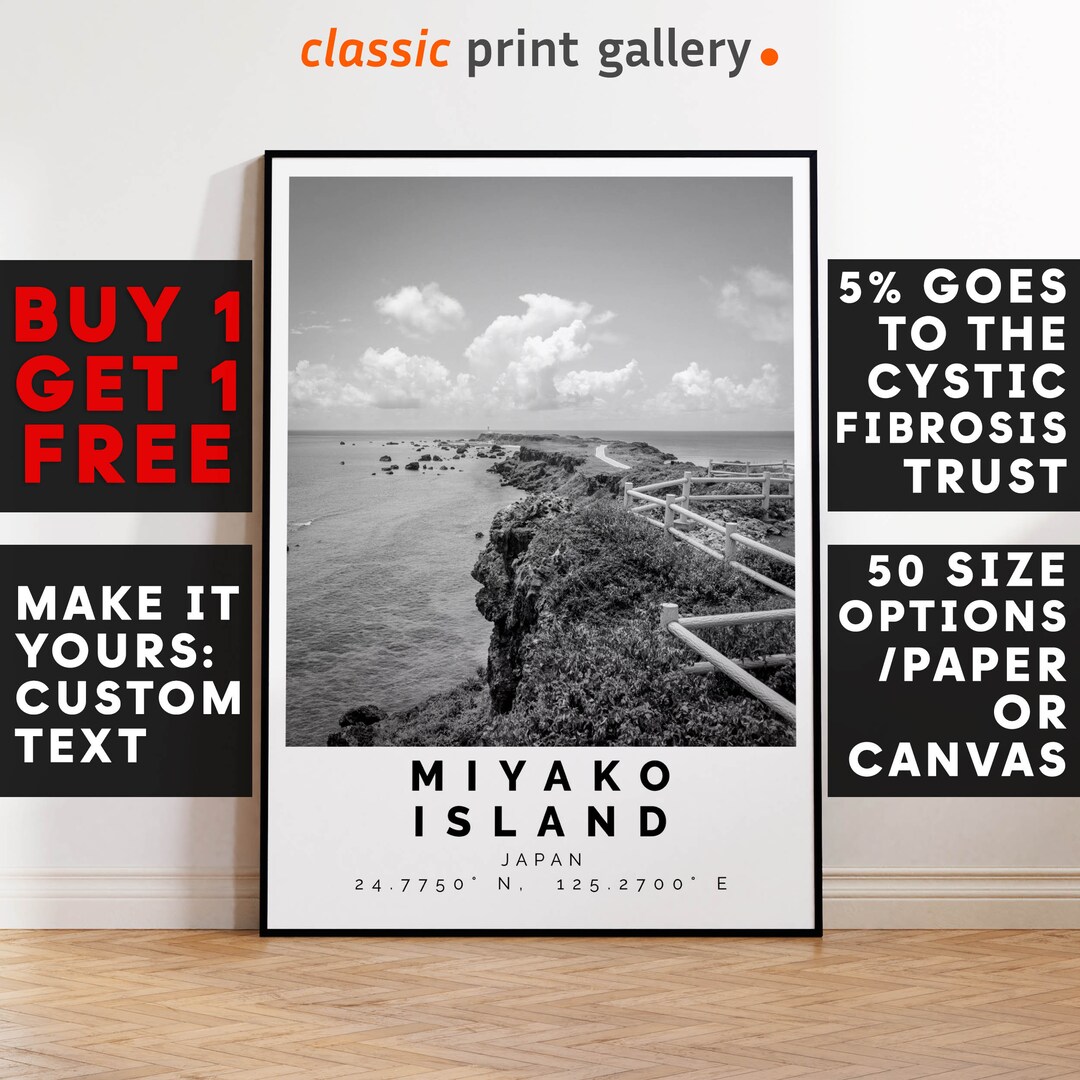 Miyako Island Print,miyako Island Wall Art,miyako Island BW Poster