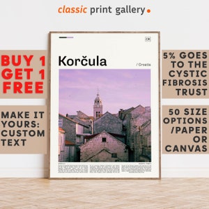 Korcula Print, Korcula Wall Art, Korcula Color Poster With Text, Personalized Birthday Travel Gift Present Photography, Croatia 11860b