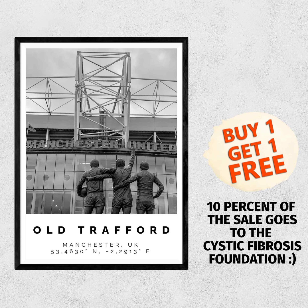 Old Trafford Poster Black and White Print Old Trafford Wall - Etsy