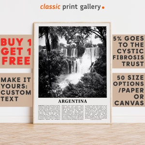 Argentina Print, Argentina Wall Art, Argentina Black and White Poster, Personalized Birthday Travel Gift Present South America 11444a2