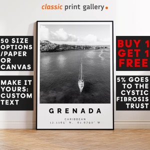 Grenada Print Black and White Photo, Grenada Wall Art, Grenada Travel Poster, Grenada Photo Print, Caribbean Island Decor Art, 3502