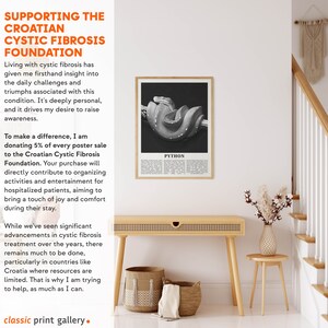 Python Print, Python Wall Art Poster, Black White Classroom Teacher Gift Present Kids Room Nursery Photography Artwork Biology Art 14777a afbeelding 3