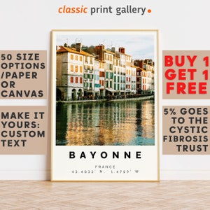 Bayonne Poster Colorful Print, Bayonne Wall Art, Bayonne Photo Decor, Bayonne Gift Travel Print,France,Travel Posters Preppy,Gift Idea,7689