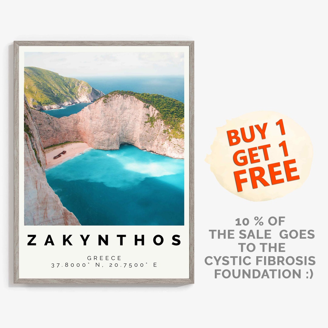Zakynthos Poster Colorful Print Zakynthos Wall Art Zakynthos Etsy