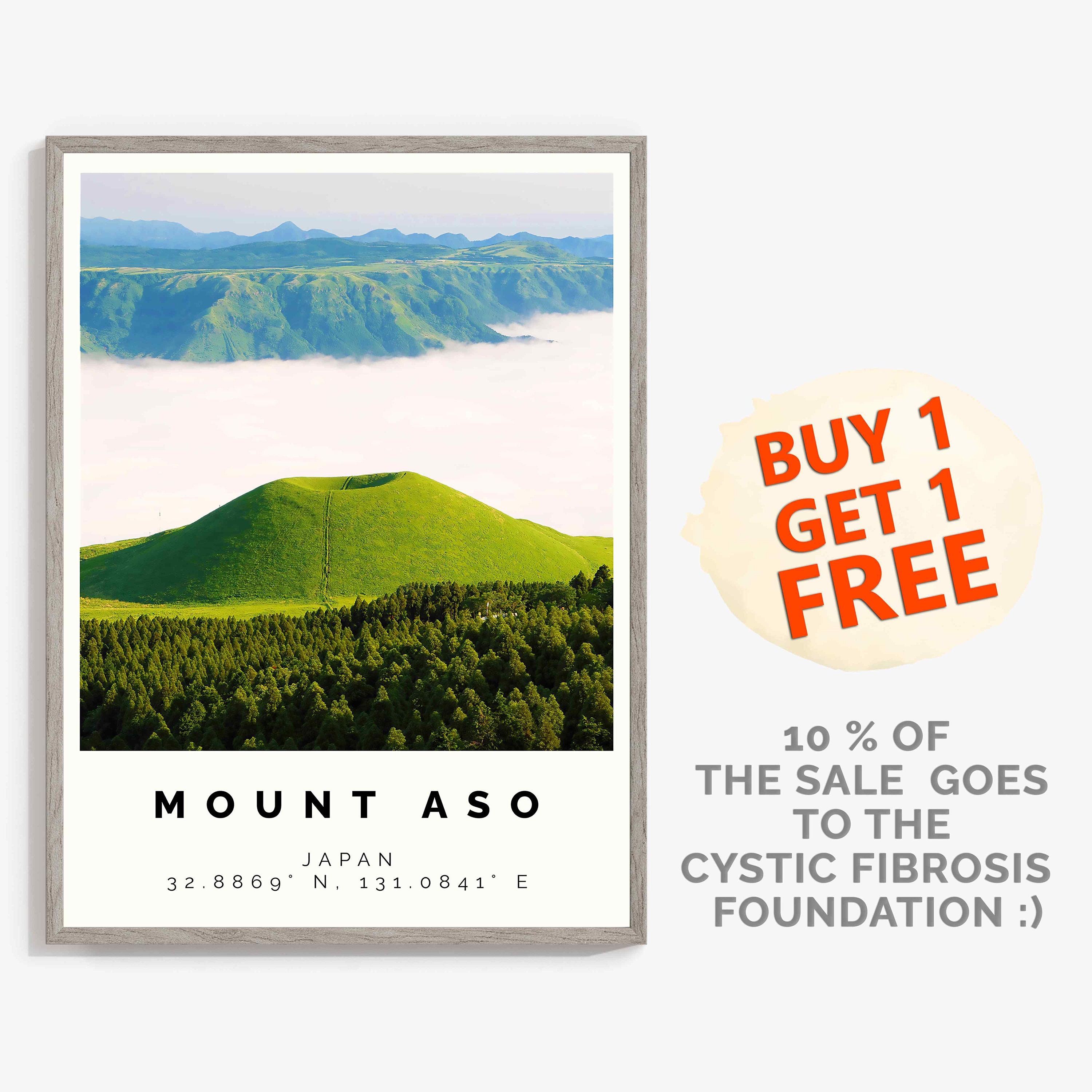 Mount Aso Poster Colorful Print Mount Aso Wall Art Mount Aso - Etsy
