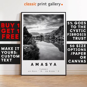 Amasya Print,Amasya Wall Art,Amasya Black and White Poster,Personalized Birthday Travel Gift Present Photography Artwork Turkey 14471a