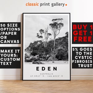 Eden Poster Black and White Print, Eden Wall Art, Eden Travel Poster, Eden Photo Print, New South Wales, Australia,4550