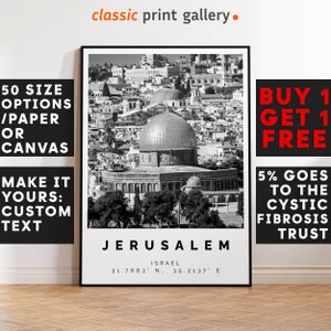 Jerusalem Poster,Jerusalem Print,Jerusalem Decor, Wall Art,Jerusalem, UK, Anniversary Gift, City Poster, Architecture Wall Art, 3660