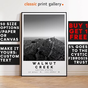 Walnut Creek Poster Black and White Print, Walnut Creek Wall Art, Walnut Creek Travel Poster, Walnut Creek Photo Print, California,USA,4802