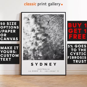 Bondi Beach Poster Black and White Print, Bondi Beach Wall Art, Bondi Beach Travel Photo, Bondi Beach Map, Sydney Poster, Sydney Print, 4082