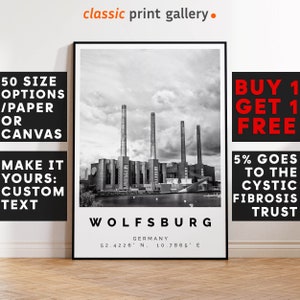 Wolfsburg Poster Black and White Print, Wolfsburg Wall Art, Wolfsburg Photo Print, Wolfsburg Gift Travel Decor,Germany,6347