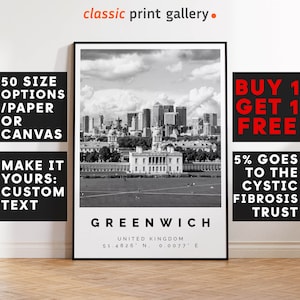 Greenwich Print Black and White Photo, Greenwich Wall Art, Greenwich Travel Poster, Greenwich Photo Print, London Wall Art, 3500