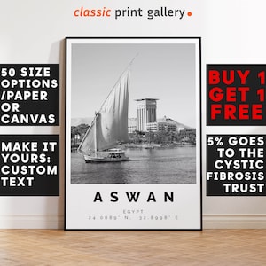 Aswan Poster Black and White Print, Aswan Wall Art, Aswan Travel Poster, Aswan Photo Print, Egypt,4653a