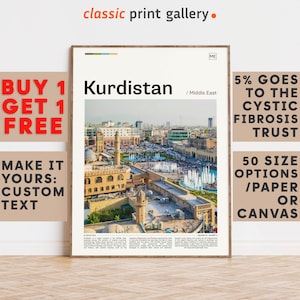 Kurdistan Print, Kurdistan Wall Art, Kurdistan Color Poster With Text, Personalized Birthday Travel Gift Present, Middle East 11870b