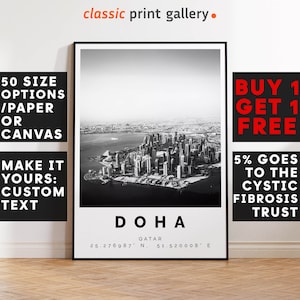 Doha Poster Black and White Print, Doha Wall Art, Doha Travel Poster, Doha Photo Print, Qatar, Arab, Middle East,5377