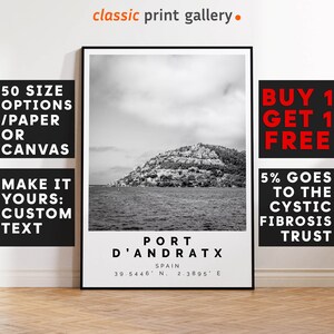 Port d'Andratx Poster Black and White Print, Port d'Andratx Wall Art, Port d'Andratx Travel Photo, Port d'Andratx Map, Mallorca, 4364