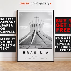 Brasilia Poster Black and White Print, Brasilia Wall Art, Brasilia Travel Poster, Brasilia Photo Print, Brazil, Brasil, South America,5485