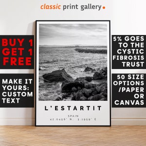 L'Estartit Print,L'Estartit Wall Art,L'Estartit Black and White Poster,Personalized Birthday Travel Gift Present Artwork Spain 12709a