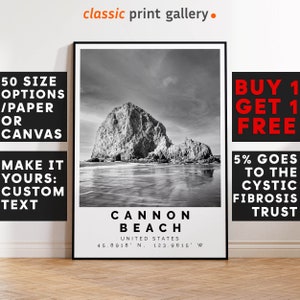 Cannon Beach Poster Black and White Print, Cannon Beach Wall Art, Cannon Beach Travel Poster, Cannon Beach Photo Print, Oregon, USA,5135