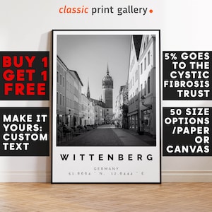 Wittenberg Print,Wittenberg Wall Art,Wittenberg Black and White Poster,Personalized Birthday Travel Gift Present Artwork Germany 15221a
