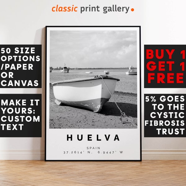 Huelva Poster Black and White Print, Huelva Wall Art, Huelva Travel Poster, Huelva Photo Print,Spain,5948