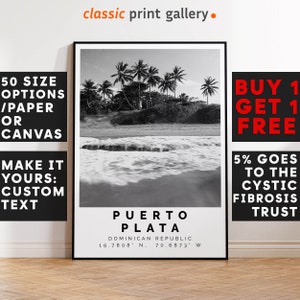 Puerto Plata Poster Black and White Print, Puerto Plata Wall Art, Puerto Plata Photo Print, Dominican Republic,4915