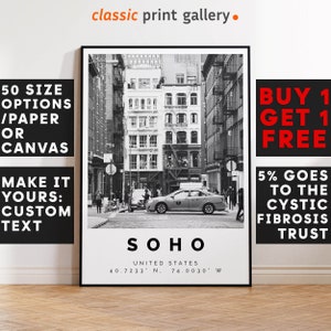 SOHO Poster Black and White Print, Soho Wall Art, Soho Travel Poster, Soho Photo Print, New York, NYC, 4143