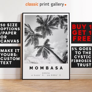 Mombasa Poster Black and White Print, Mombasa Wall Art, Mombasa Travel Poster, Mombasa Photo Print, Africa,4730b