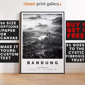 Bandung Poster Black and White Print, Bandung Wall Art, Bandung Travel Poster, Bandung Photo Print, Indonesia,5533