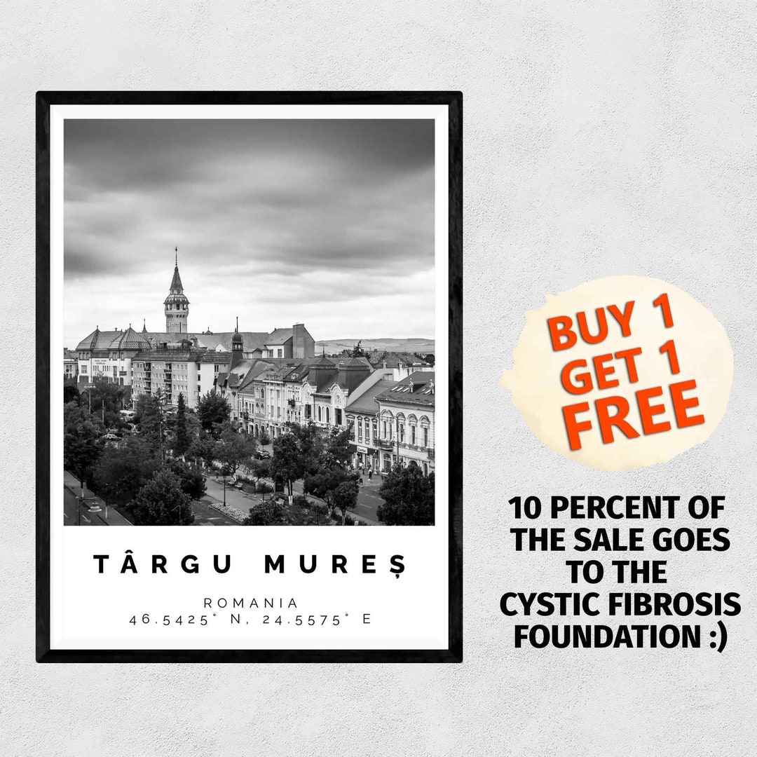 Targu Mures Poster Black and White Print Targu Mures Wall Etsy