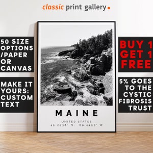 Maine Poster Black and White Photo, Maine Wall Art, Maine Travel Poster, Maine Photo Print, USA State Wall Art, Lighthouse Poster, 2788