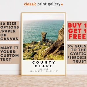 County Clare Poster Colorful Print, County Clare Wall Art, County Clare Photo Decor, Gift Travel Print,Ireland,Vacation Art,10317