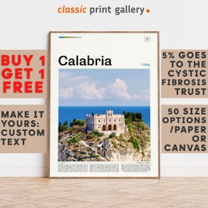 Calabria Print, Calabria Wall Art, Calabria Color Poster With Text, Personalized Birthday Travel Gift Present Photography, Italy 11553b1