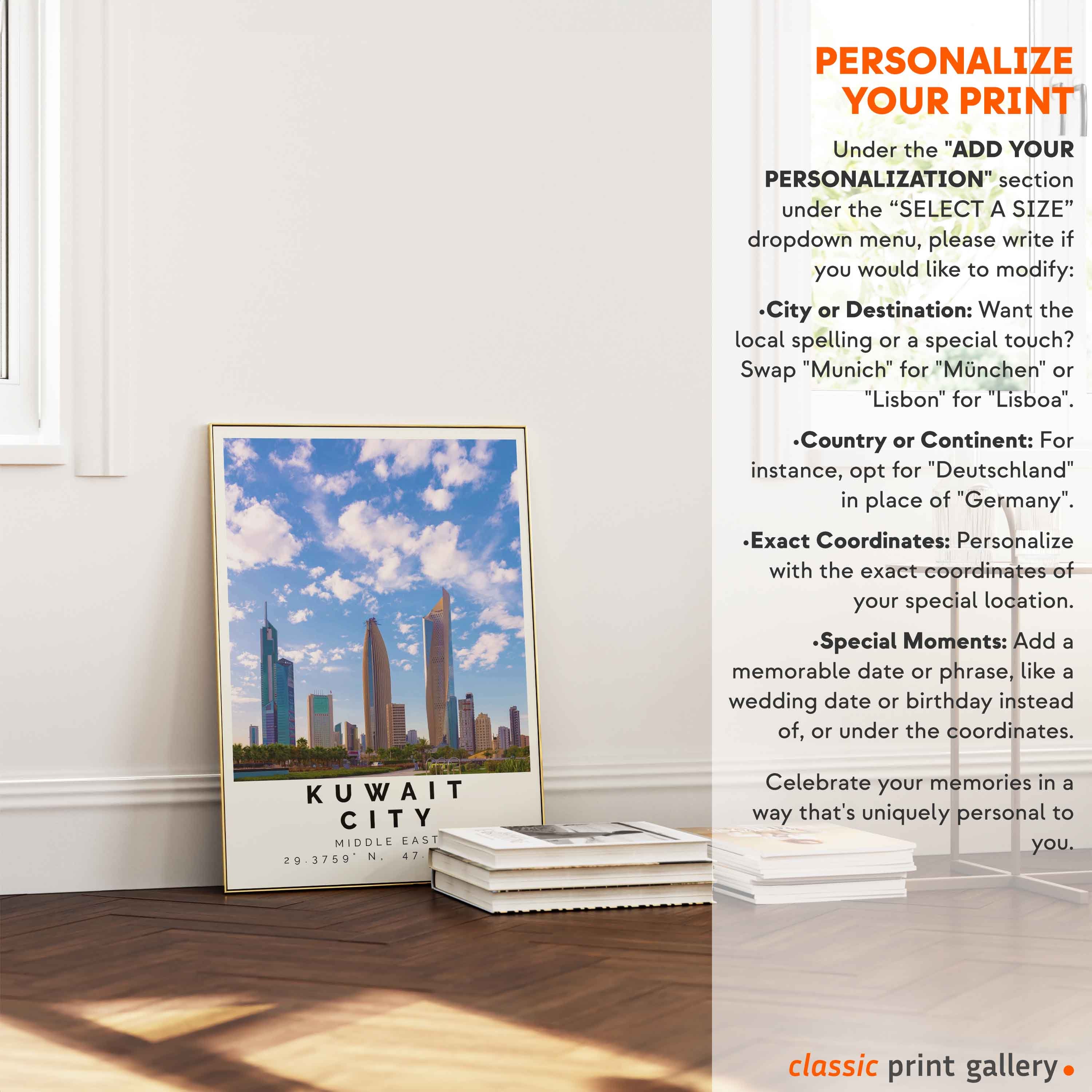 Kuwait City Poster Colorful Print, Kuwait City Wall Art, Kuwait City ...