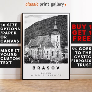 Brasov Poster Black and White Print, Brasov Wall Art, Brasov Travel Poster, Brasov Photo Print, Travel Home Decor,Romania,5813