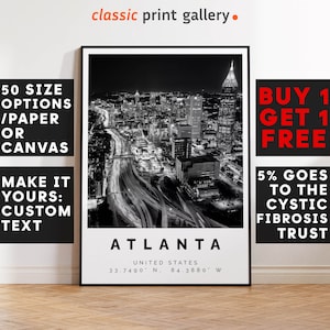Atlanta Print Black and White Photo, Atlanta Wall Art, Atlanta Travel Poster, Atlanta Photo Print, Georgia State Print, 3012