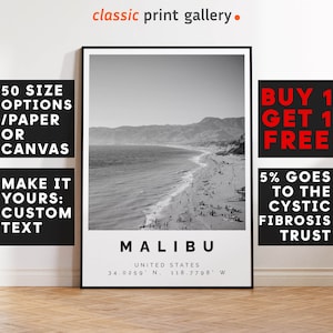 Malibu Poster Black and White Photo, Malibu Wall Art, Malibu Travel Poster, Malibu Photo Print, California, Los Angeles, 2793
