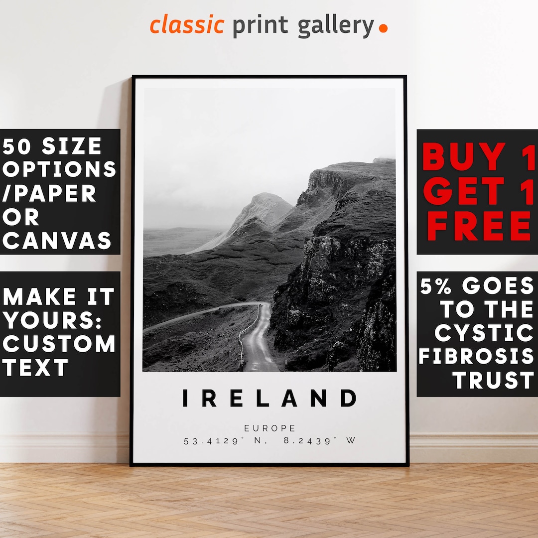 Ireland Print Black and White Photo, Ireland Wall Art, Ireland Travel