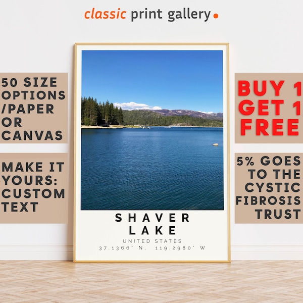 Shaver Lake Poster Colorful Print, Shaver Lake Wall Art, Shaver Lake Photo Decor, Fresno County,Travel Gift,9426