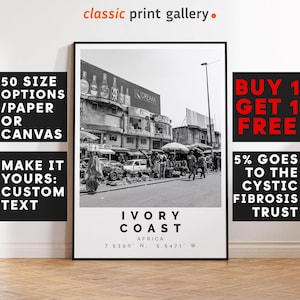 Ivory Coast Poster Black and White Print, Ivory Coast Wall Art, Ivory Coast Photo Print, Ivory Coast Gift Travel Decor,Africa,6230