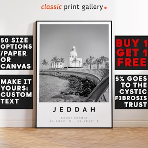 Jeddah Poster Black and White Print, Jeddah Wall Art, Jeddah Travel Poster, Jeddah Photo Print, Saudi Arabia,5399